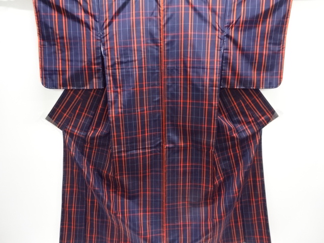 JAPANESE KIMONO / UNUSED KIMONO ENSEMBLE / SILK / YONEZAWA TSUMUGI / WOVEN GRID